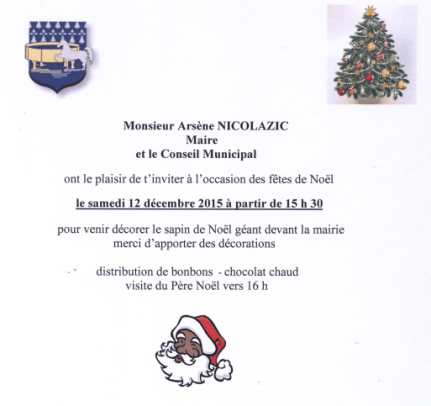Invitation décoration SAPIN de Noël 2015